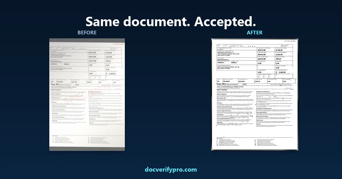 The same document before and after correction: grey and washed out above, black on white below